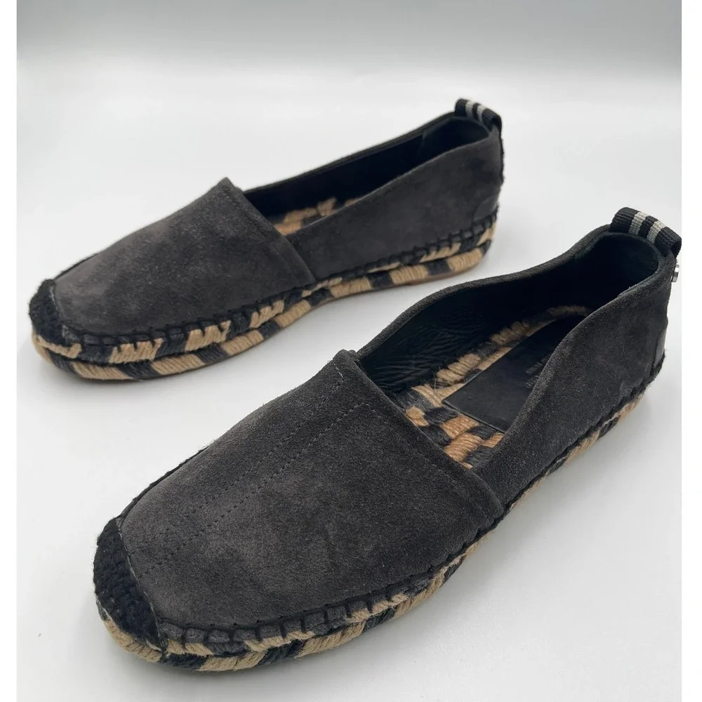Rag & Bone Adria Espadrille Flats Womens 36 Asphalt Gray Suede Slip On Shoes